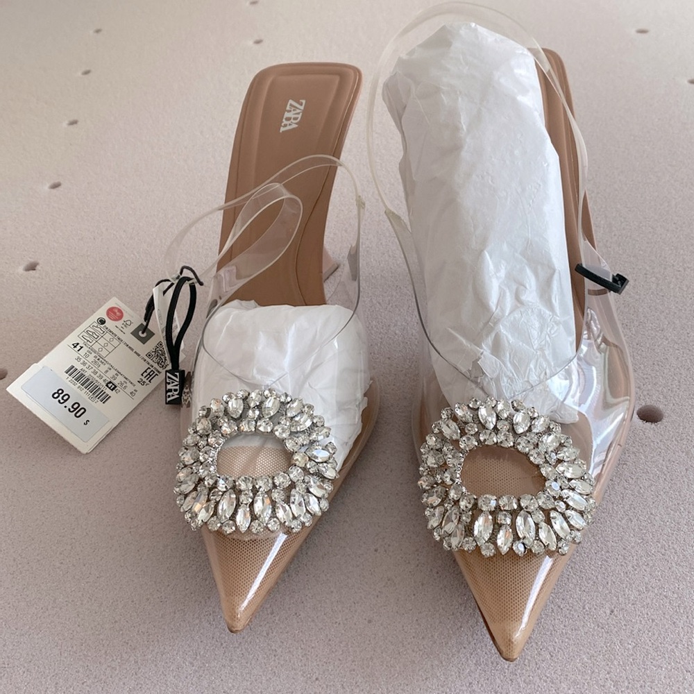 ZARA Jewel vinyl high heels size 41